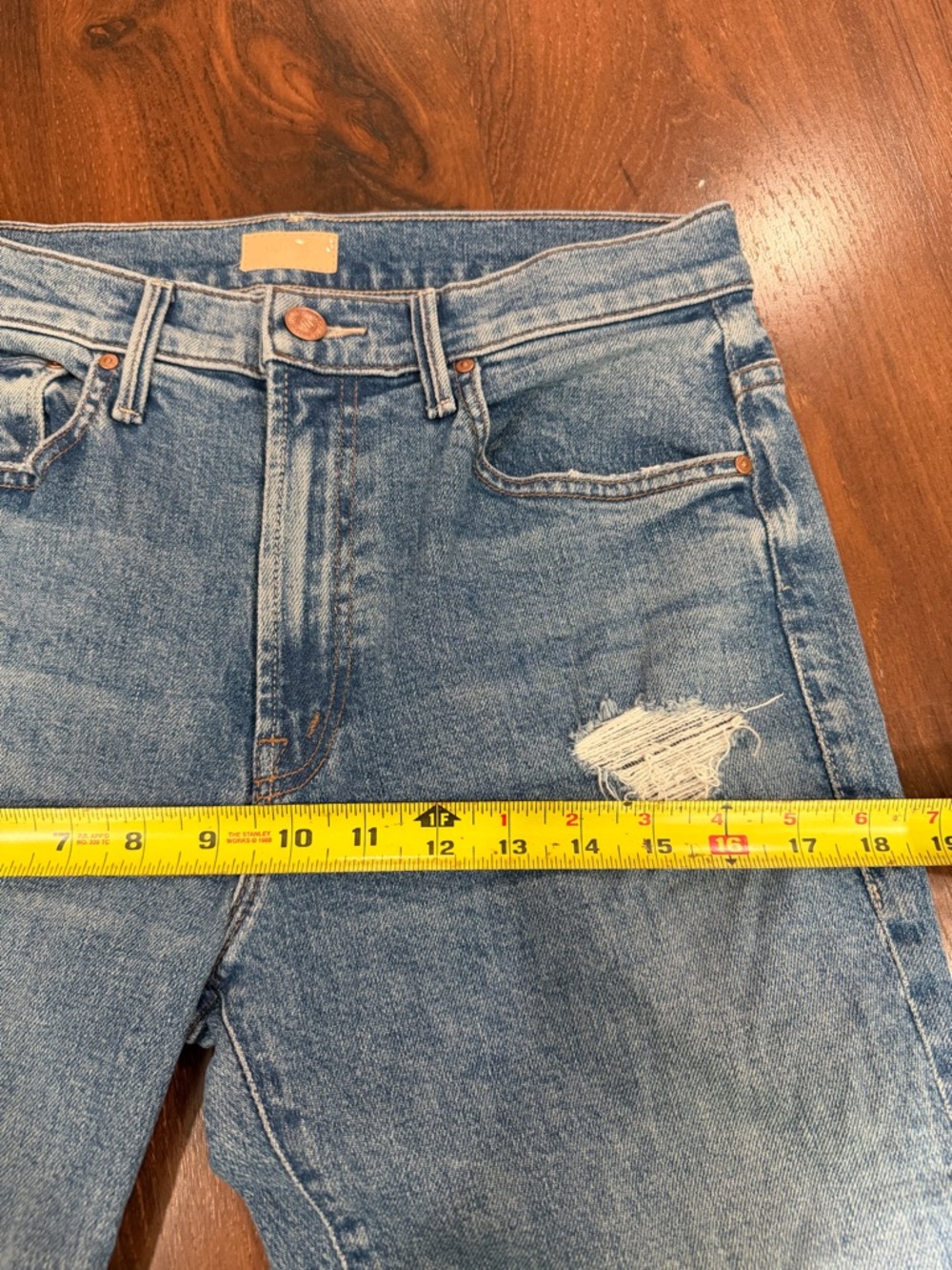 Mother The Insider Ankle jeans in Bloom And Doom Sz 28 Blue ripped - Picture 10 of 15